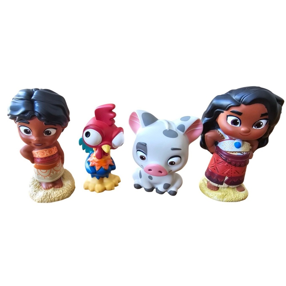 Disney‎ Moana 2 Bath Toys Set 4pc Pua Hei Hei Maui Toy